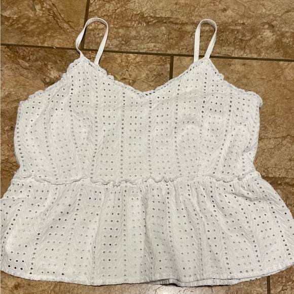 Sim & Sam Tops - Sim & Sam- White Embroidered boho eyelet Tank Top Size Large
